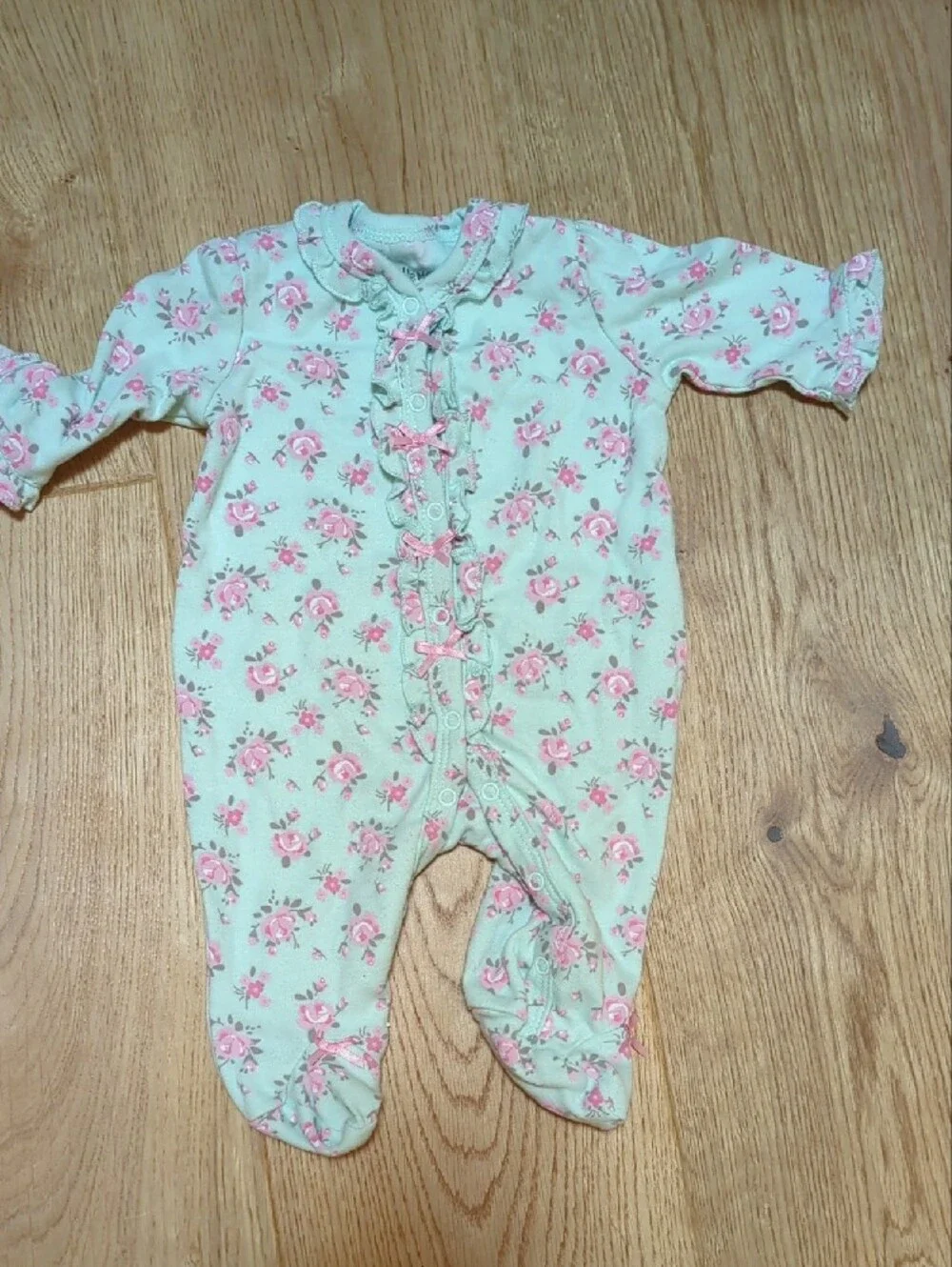 Carter's Floral Long-Sleeve One-Piece Set in Pink and Mint